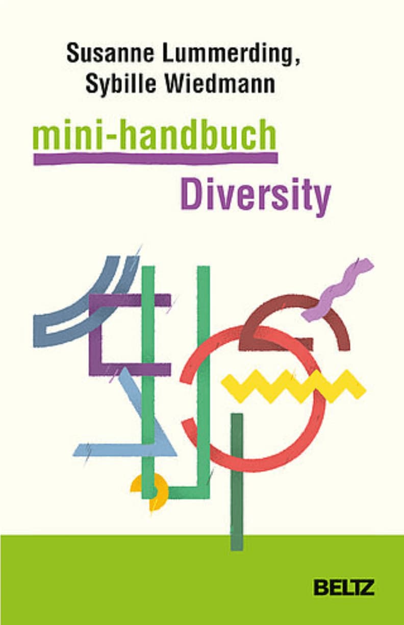 Buch-Cover des 'mini-handbuch Diversity' mit bunten, abstrakten geometrischen Formen